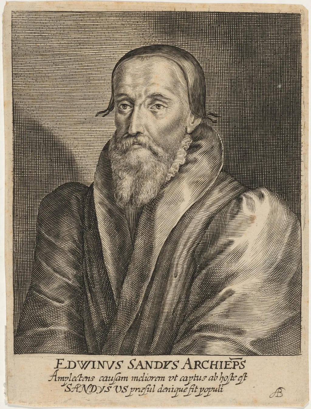 Edwin Sandys, Archbishop of York, by Willem de Passe, ink, 1620