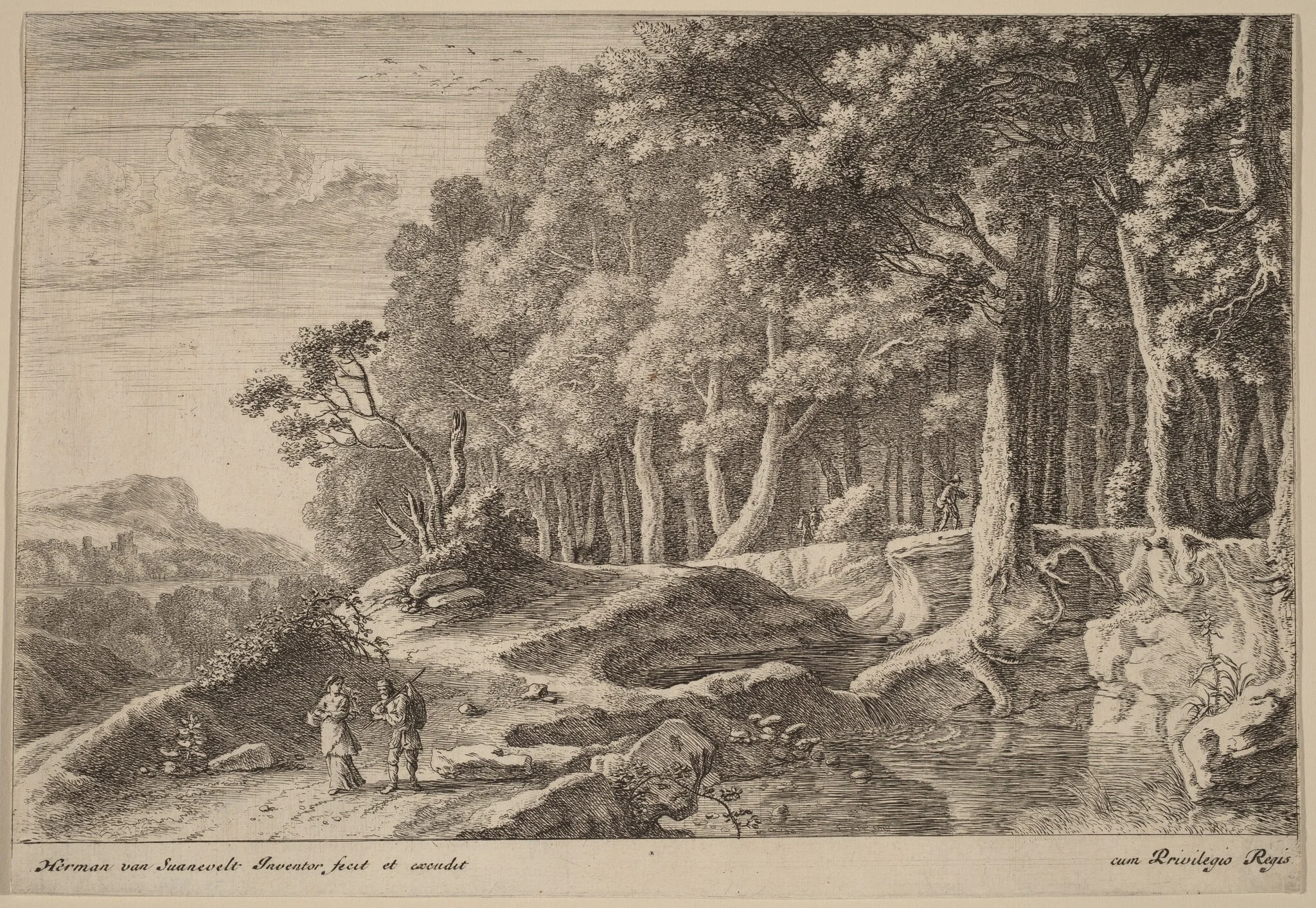 Woods Bordered by a Stream, detail