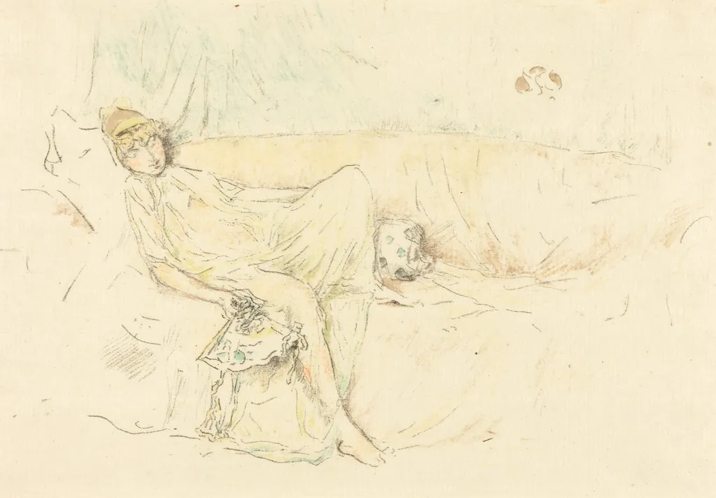 Draped Figure, Reclining, by James McNeill Whistler, ink, 1892
