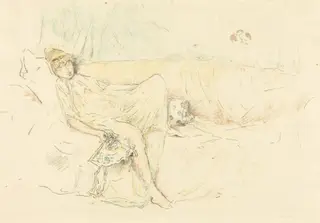 Draped Figure, Reclining, by James McNeill Whistler, ink, 1892