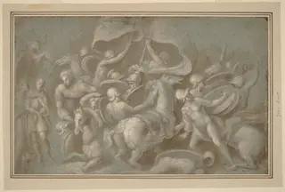 Battle Scene, by Biagio Pupini, chalk, 1524