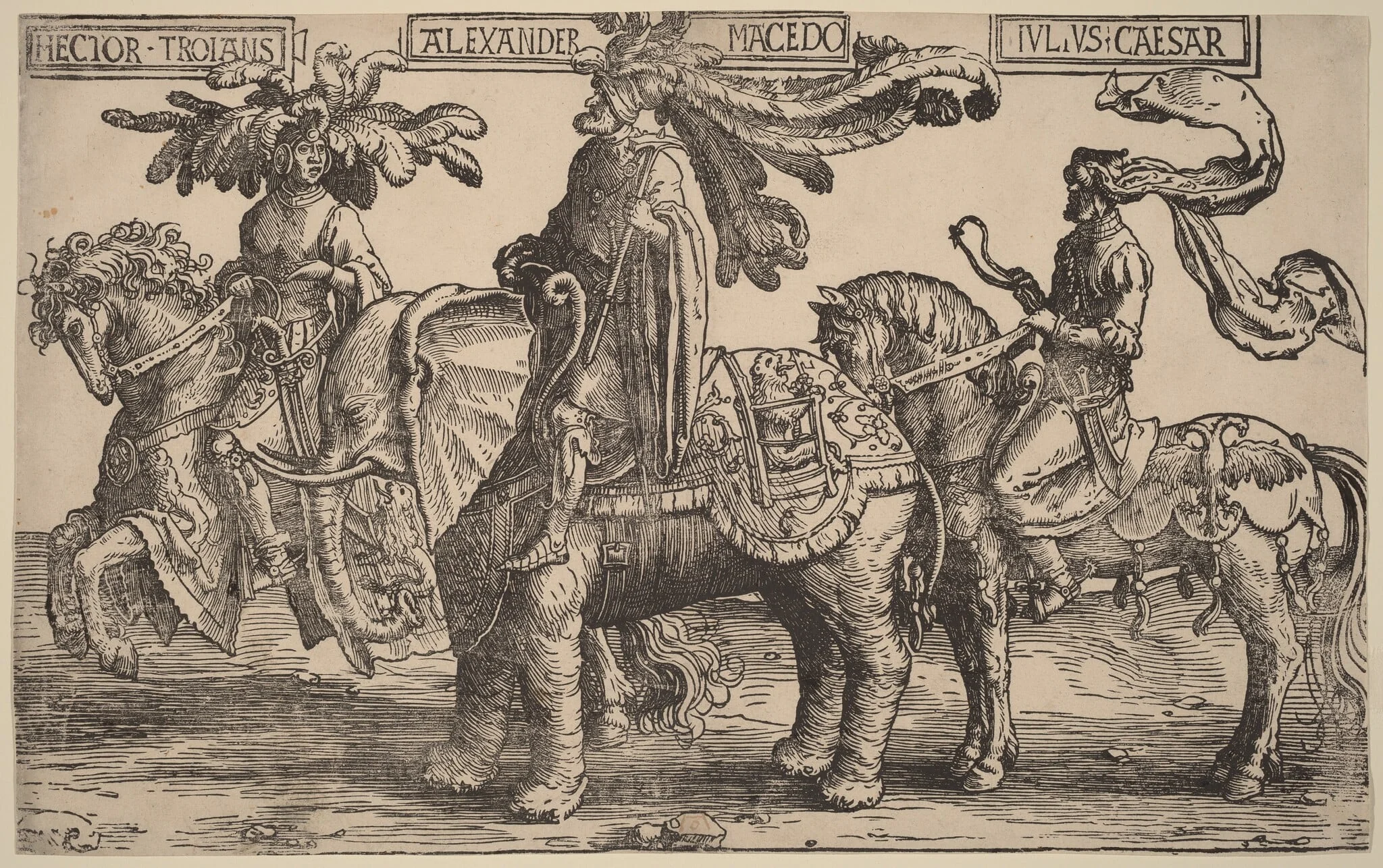 Hector of Troy, Alexander of Macedon, Julius Caesar, detail