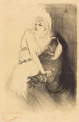 At the Renaissance: Sarah Bernhardt in "Phedre" (A la Renaissance: Sarah Bernhardt dans "Phèdre"), by Henri de Toulouse-Lautrec, ink, 1893