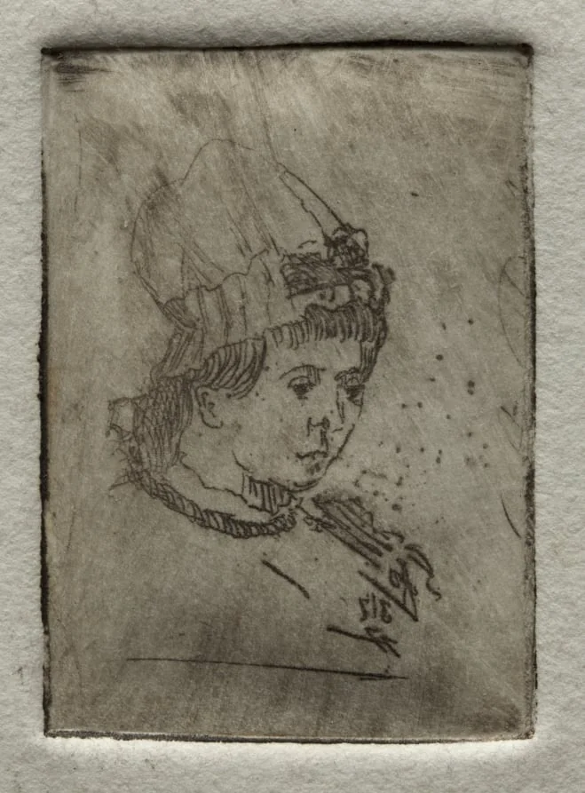 Small Head with Mob Cap, detail