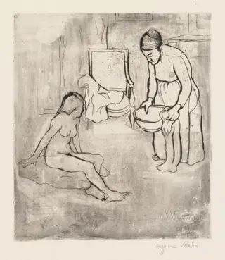 Grandmother with Louise, Nude Seated on the Floor (Grand-Mère et Louise Nue Assise par Terre), by Suzanne Valadon, 1910