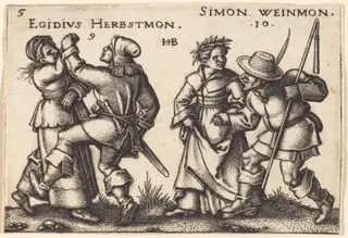September and October, by Sebald Beham, ink, 1546