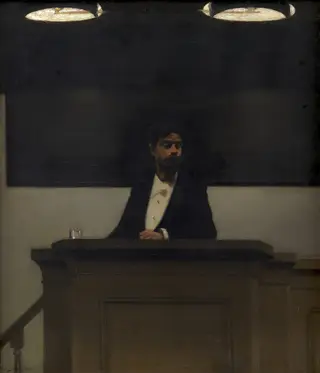 Georg Brandes at the University of Copenhagen, by Harald Slott-Møller, unspecified, 1895