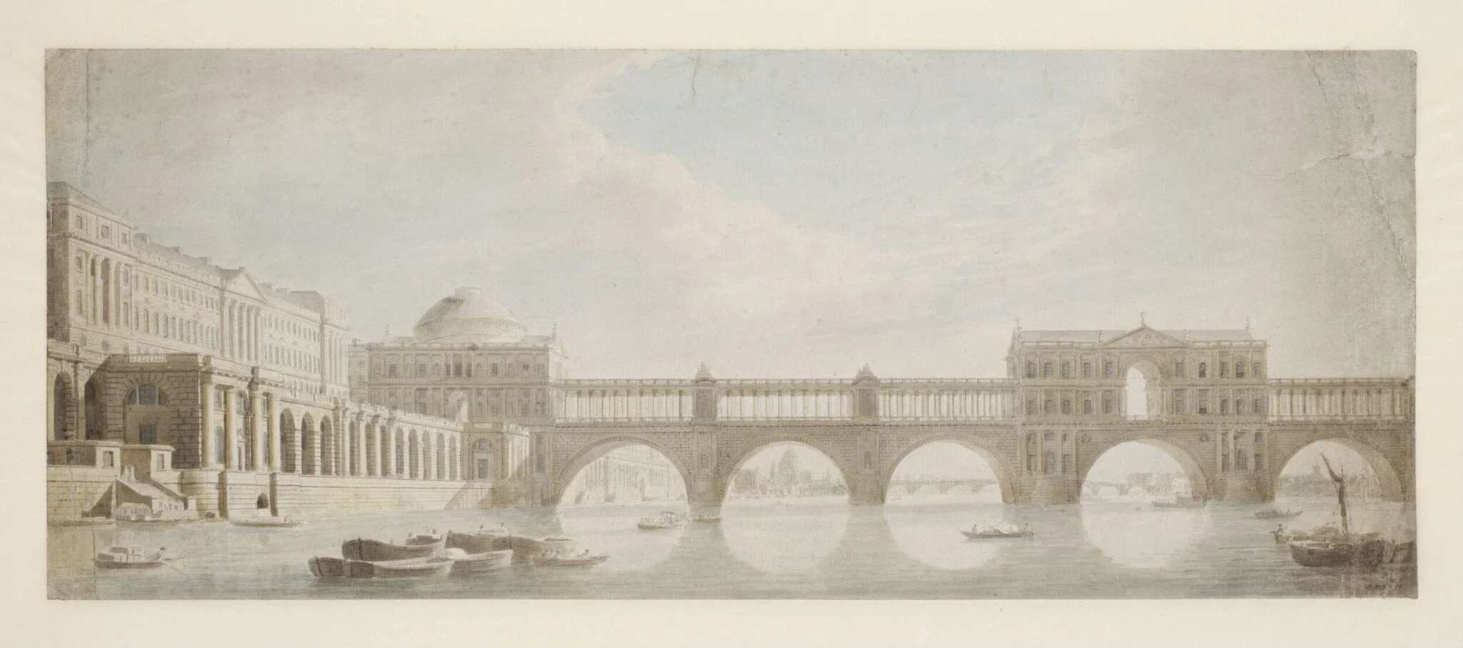 Perspective view of a Bridge of Magnificence over the Thames at Somerset House, detail