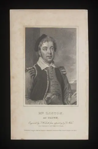 Mr Liston as Clown, by Woolnoth, 1822