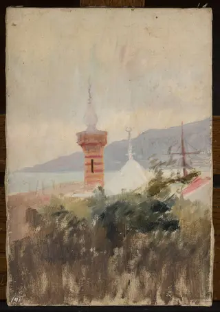 Mosque in Alupka. From the journey to Crimea, by Jan Ciągliński, oil, 1897