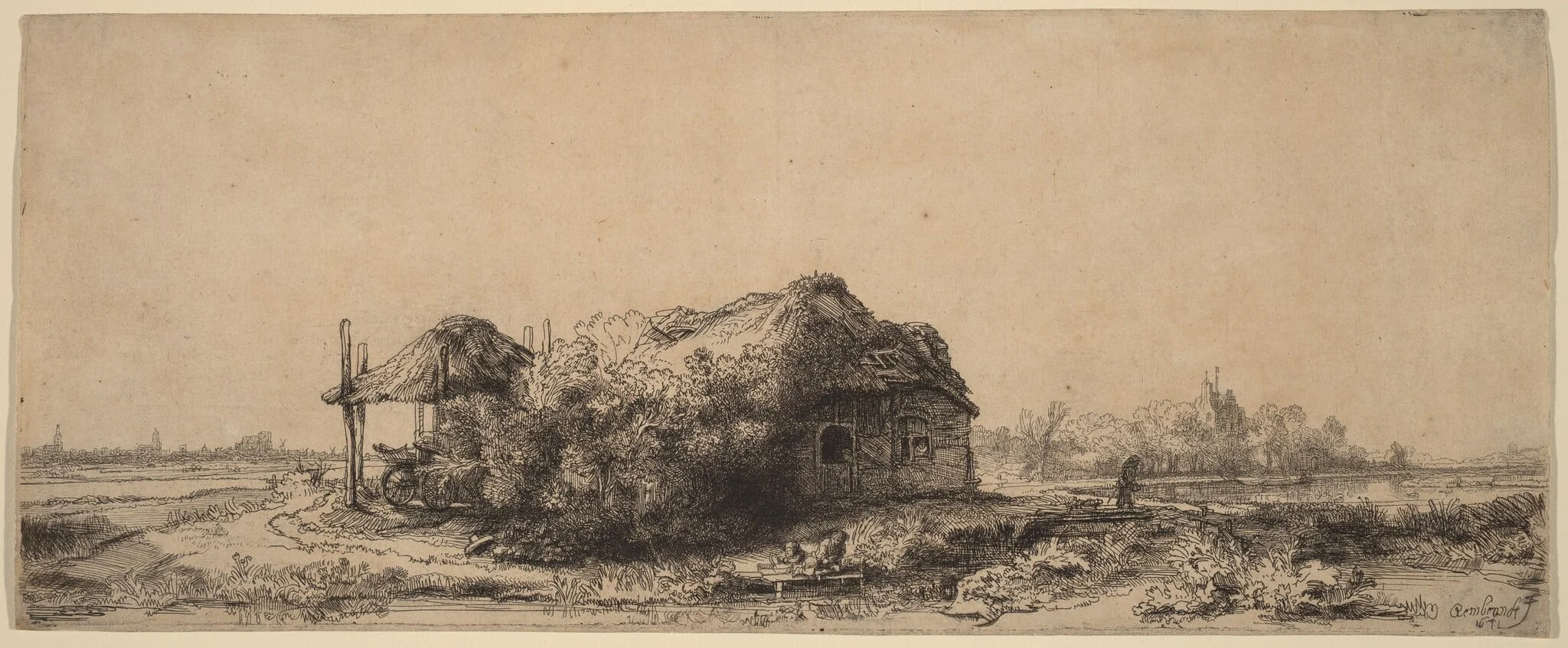 Landscape with a Cottage and Hay Barn: Oblong, detail