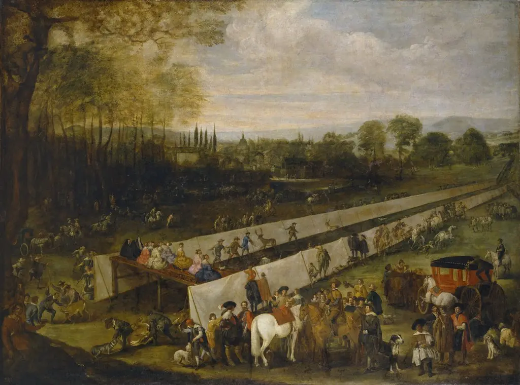 Watching the Hunt in Aranjuez, by Juan Bautista Martínez del Mazo, oil, 1633