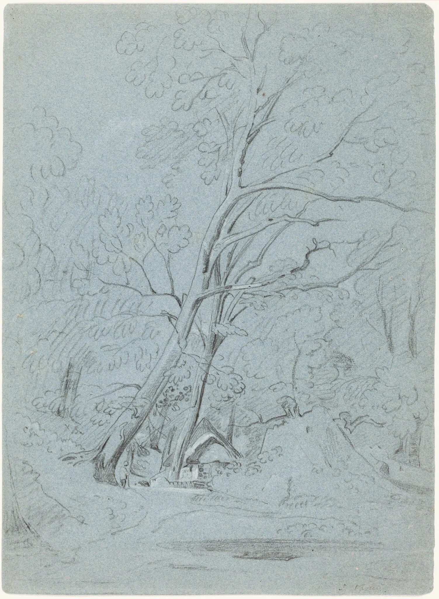 A Cottage on a Lane, detail