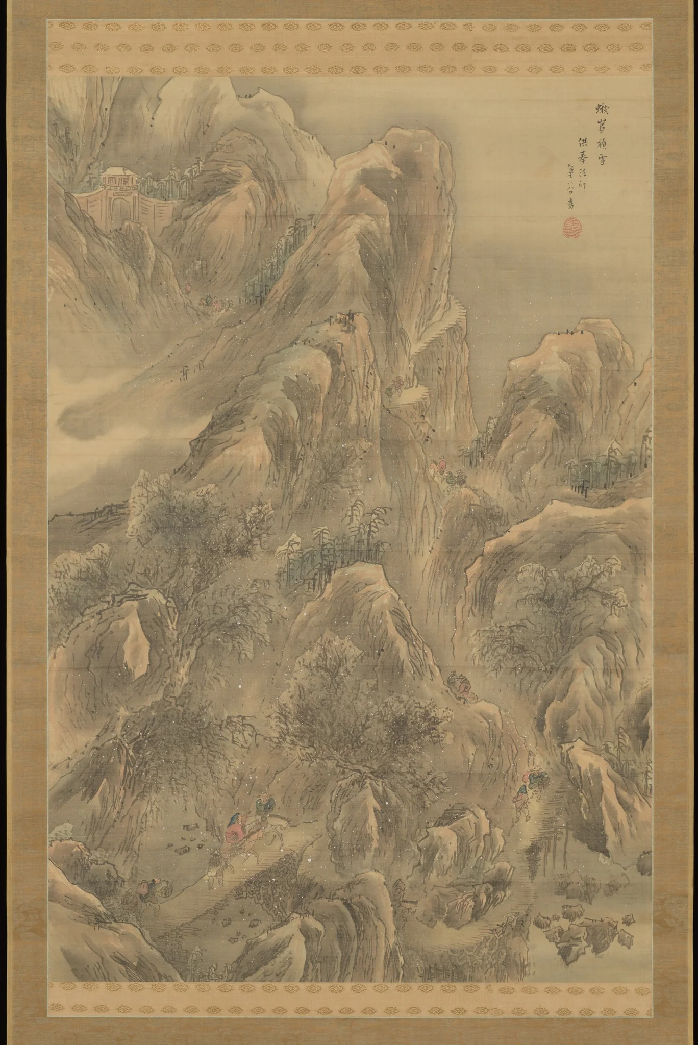 Snowfall on Mt. Emei 峨眉積雪図 (Gabi sekisetsu zu), detail