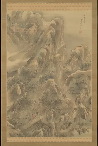 Snowfall on Mt. Emei  峨眉積雪図 (Gabi sekisetsu zu), by Yokoi Kinkoku, unspecified, 1806