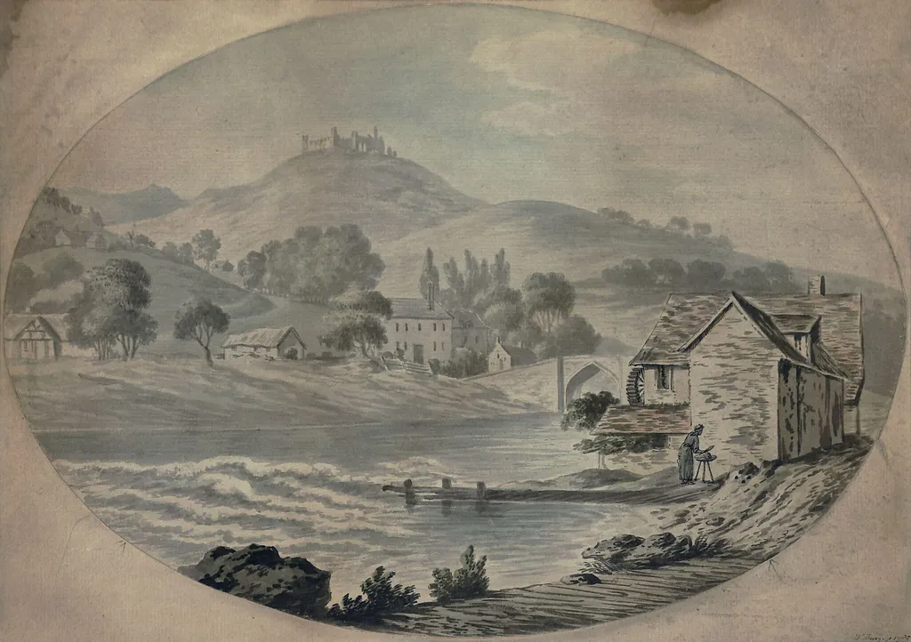 Llangollen, North Wales, by William Burgess, watercolor, 1785