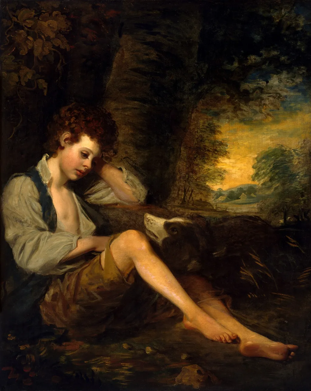 A Shepherd Boy, by John Opie, oil, 1794