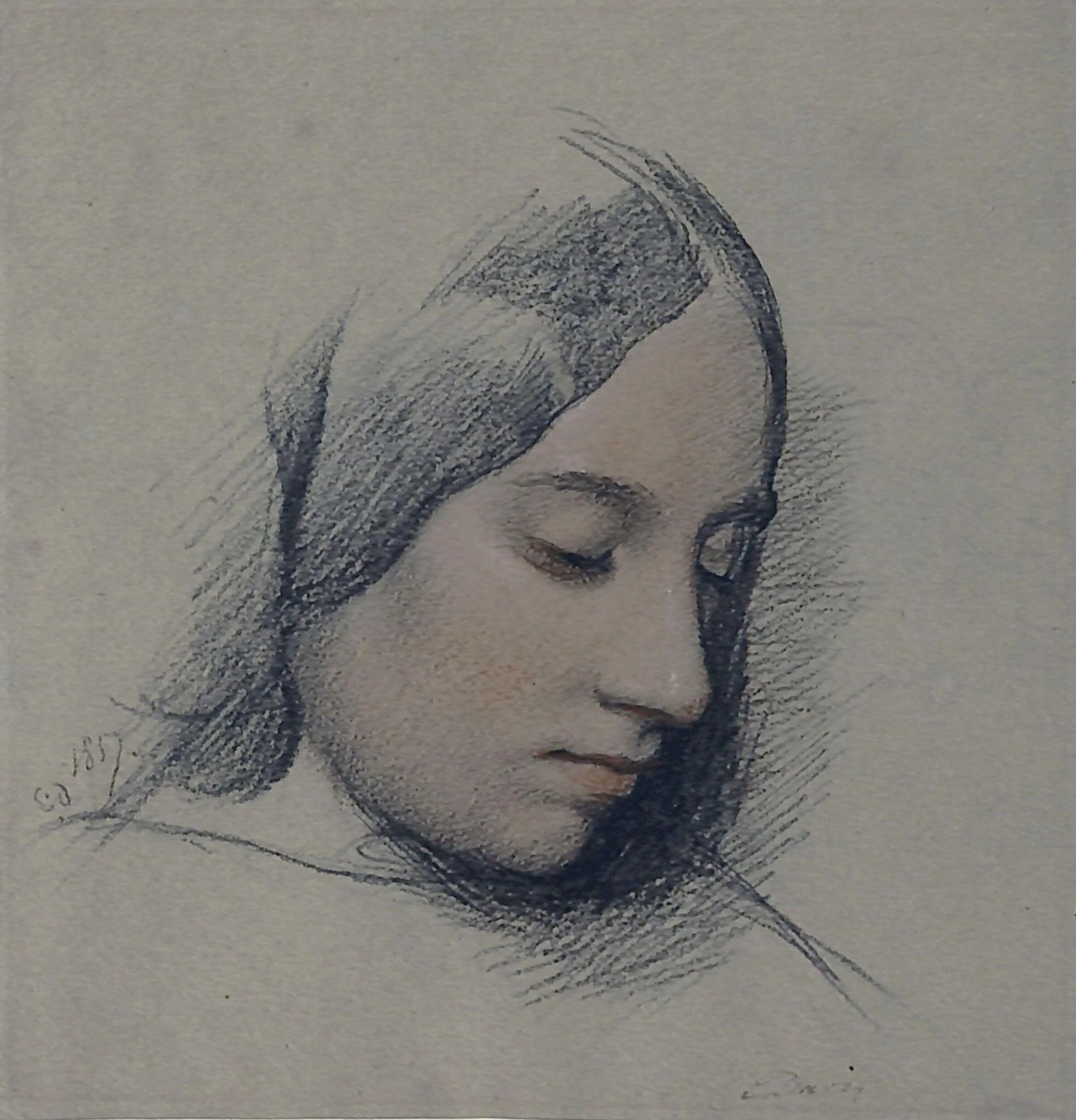 Study of a woman's head, detail