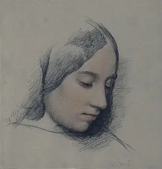 Study of a woman's head, by Edward T. Davis, 1857