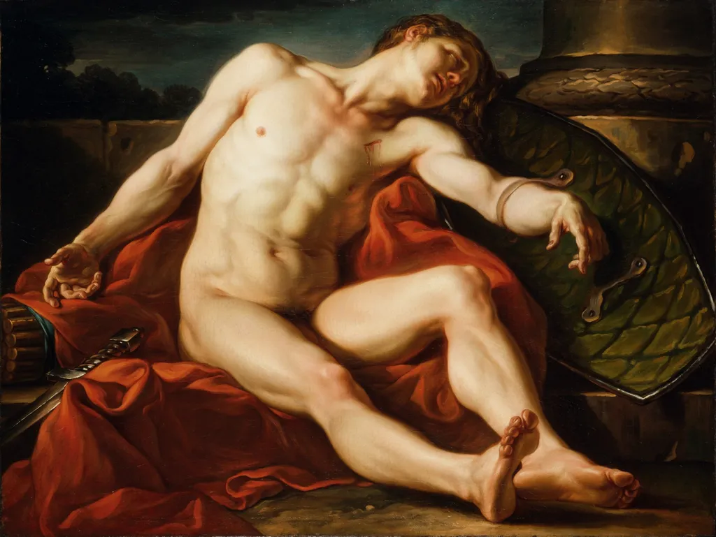 Death of a Gladiator, by Jean-Simon Berthélemy, oil, 1773
