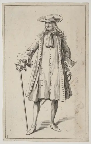 Man with a Sword, by Sébastien Le Clerc I, ink, 1685