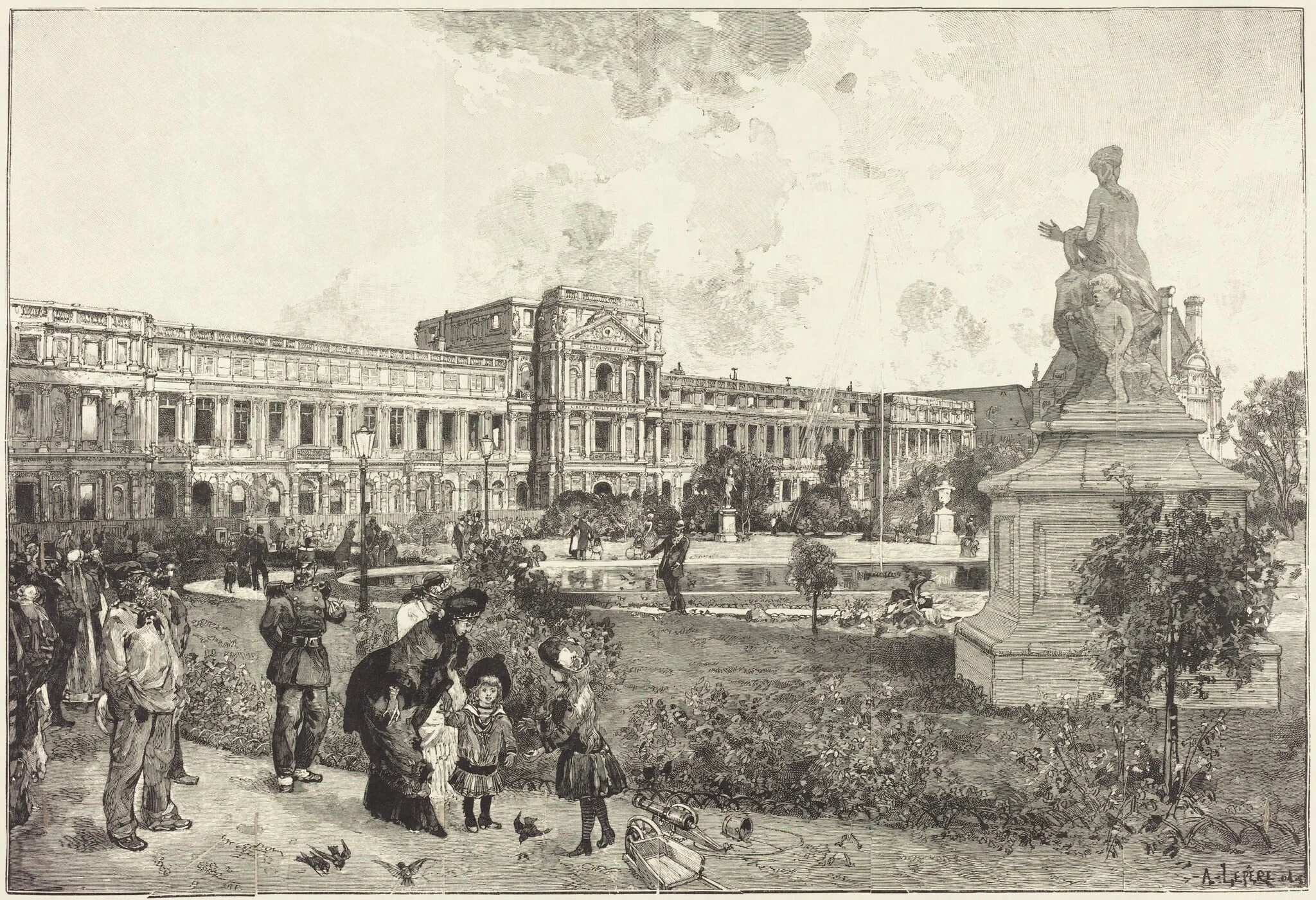 Les ruins du Palais des Tuilleries avant leur démolition, detail