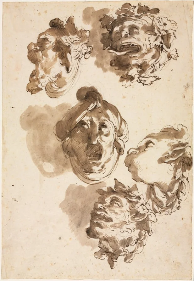 Five Grotesque Heads, detail