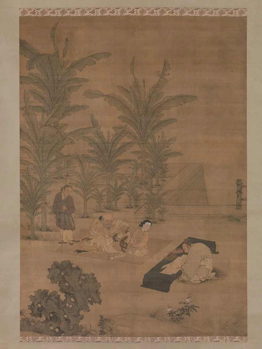 明 杜堇 伏生授經圖 軸|The Scholar Fu Sheng Transmitting the Book of Documents, detail
