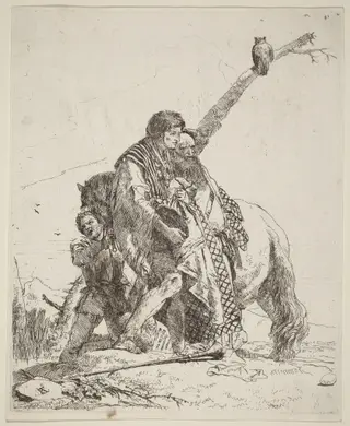 Youth, Sage, and Attendant with Horse, by Giovanni Battista Tiepolo, ink, 1733