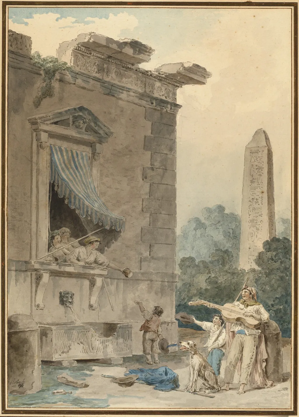 Charitable Ladies, by Hubert Robert, chalk, 1782