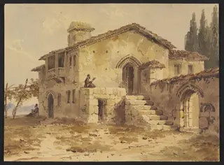A Monastery, probably in Turkey or Greece, by William Page, watercolor, 1834