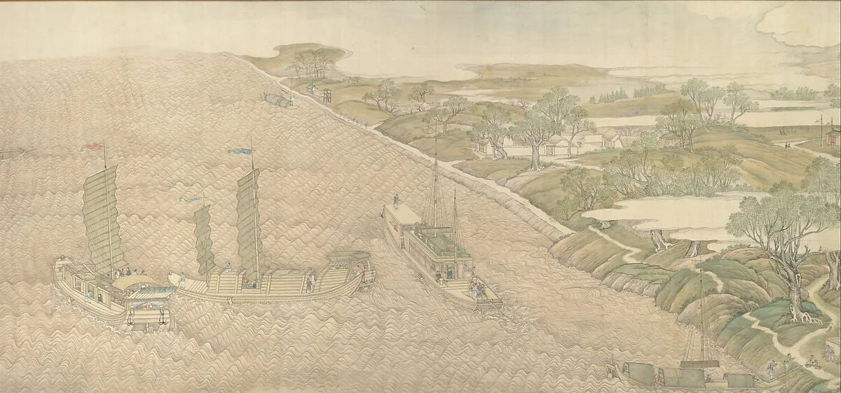清 徐揚等 乾隆南巡圖, 第四卷﹕黃淮交流|The Qianlong Emperor's Southern Inspection Tour, Scroll Four: The Confluence of the Huai and Yellow Rivers (Qianlong nanxun, juan si: Huang Huai jiaoliu), detail