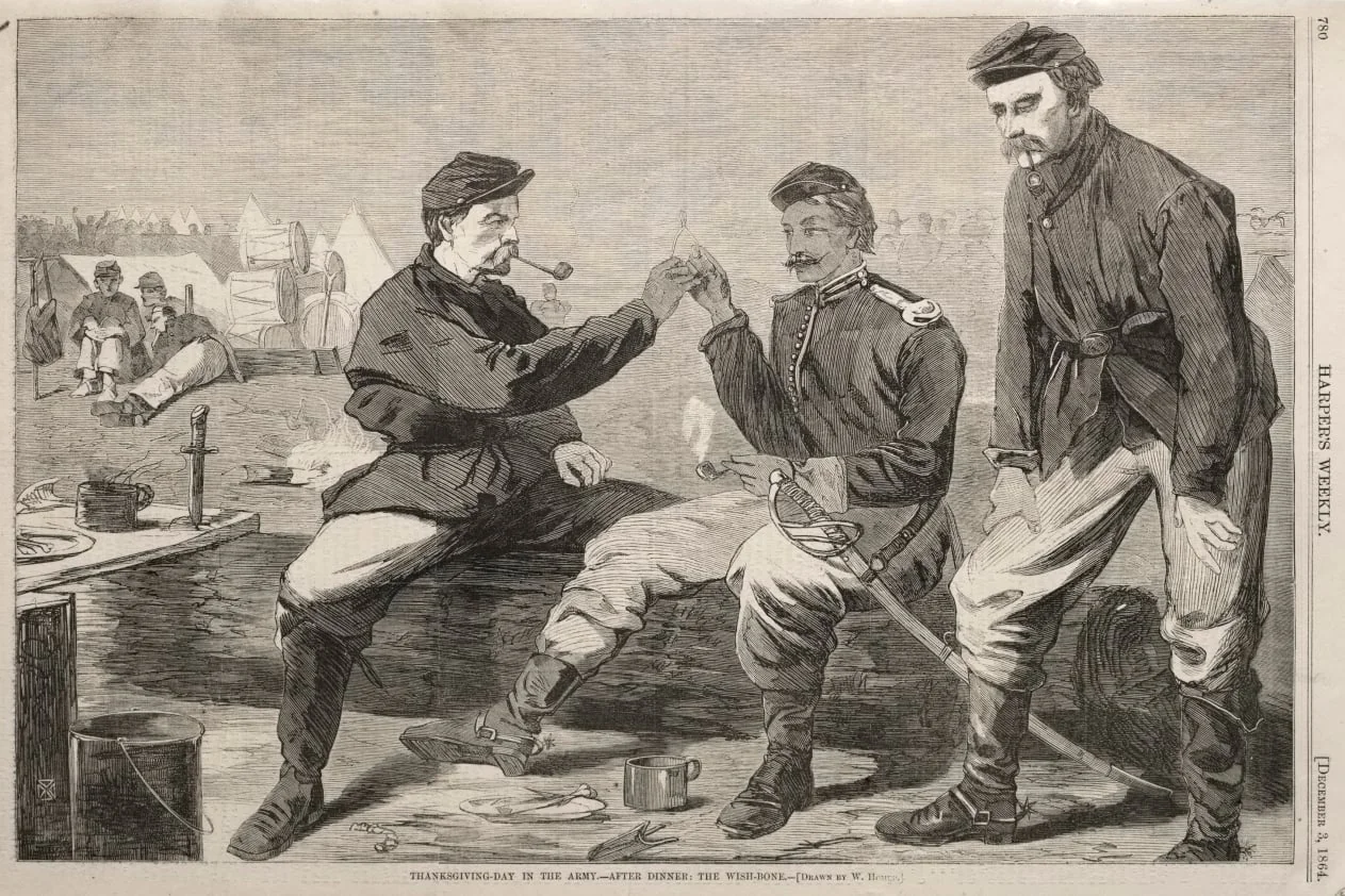 Thanksgiving Day in the Army - After Dinner: The Wish-Bone, detail