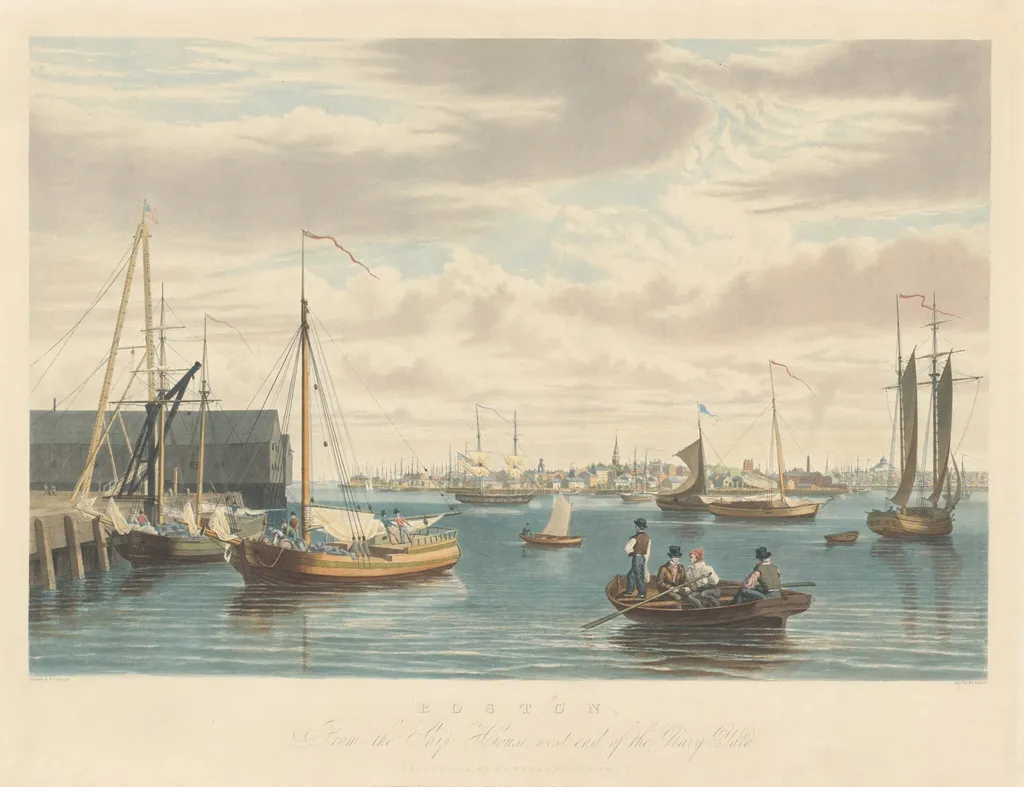 Boston: From the Ship House West End of the Navy Yard, by William James Bennett, ink, 1833