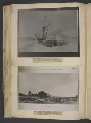 Boat on a sandy beach, by John Sell Cotman, watercolor