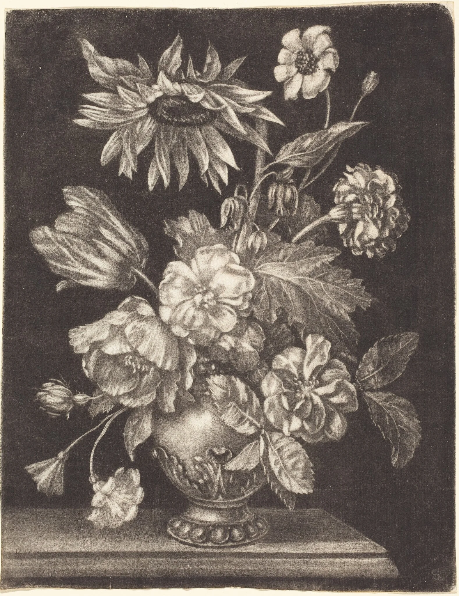 Floral Still Life with a Sunflower, detail