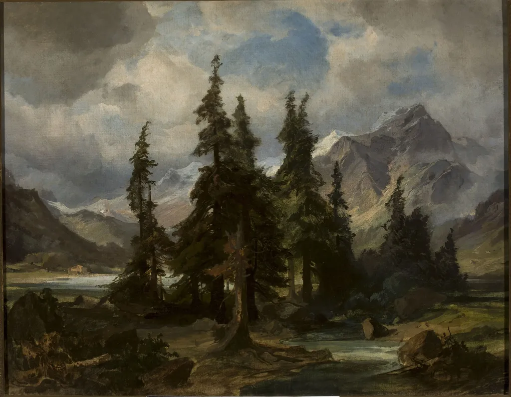 Mountain landscape from Norway, by Friedrich Preller the Younger, oil, 1845