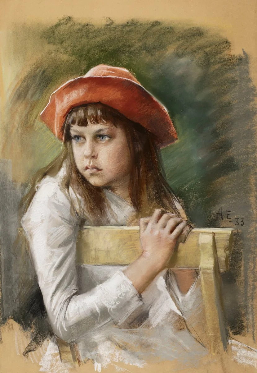 Taiteilijan sisaren Berta Edelfeltin muotokuva, detail