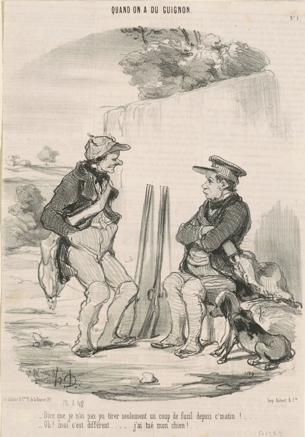 Dire que je n'ai pas pu tirer ..., by Honoré Daumier, ink, 1848