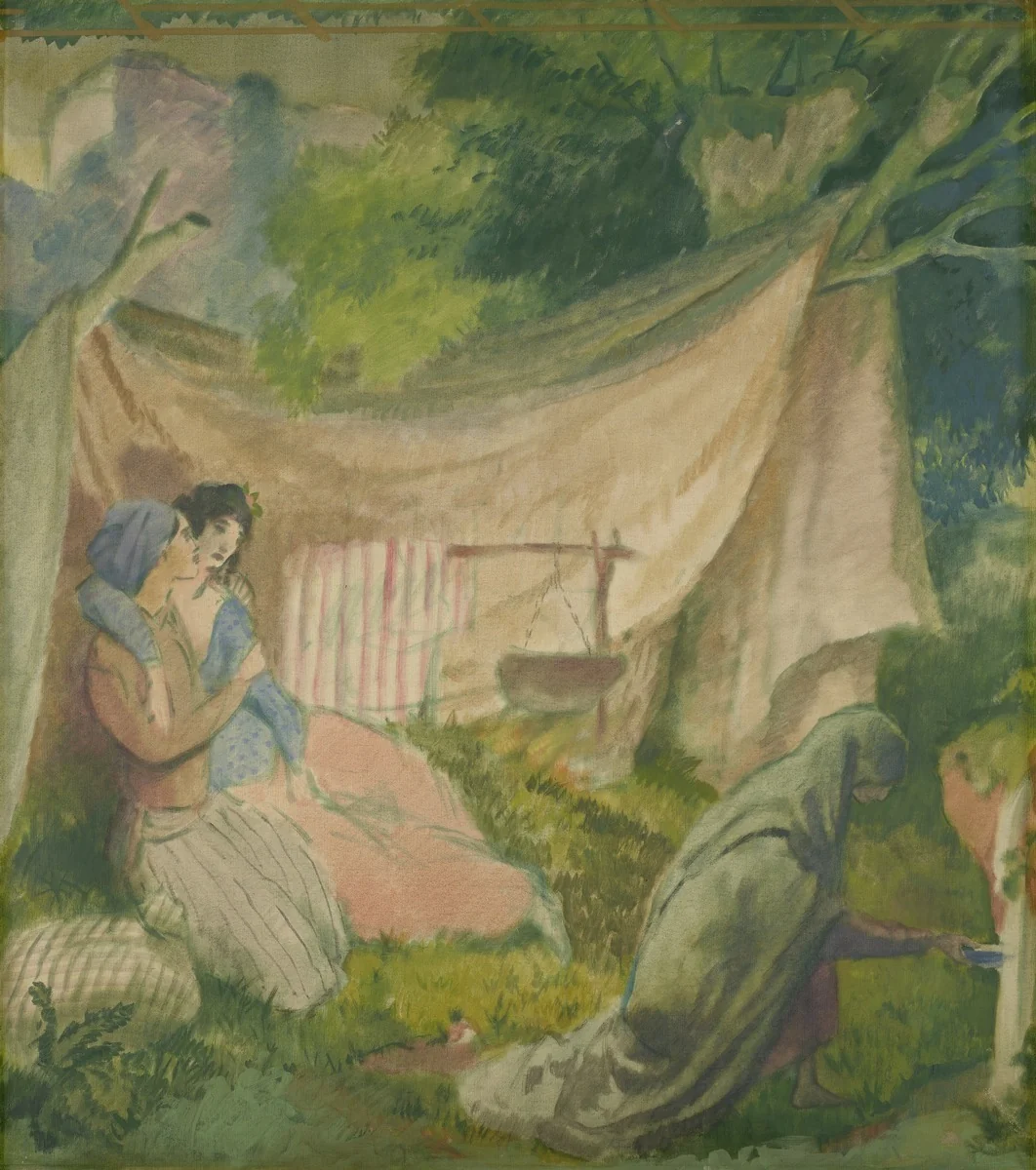 Zwei Mädchen und Verhüllte, detail