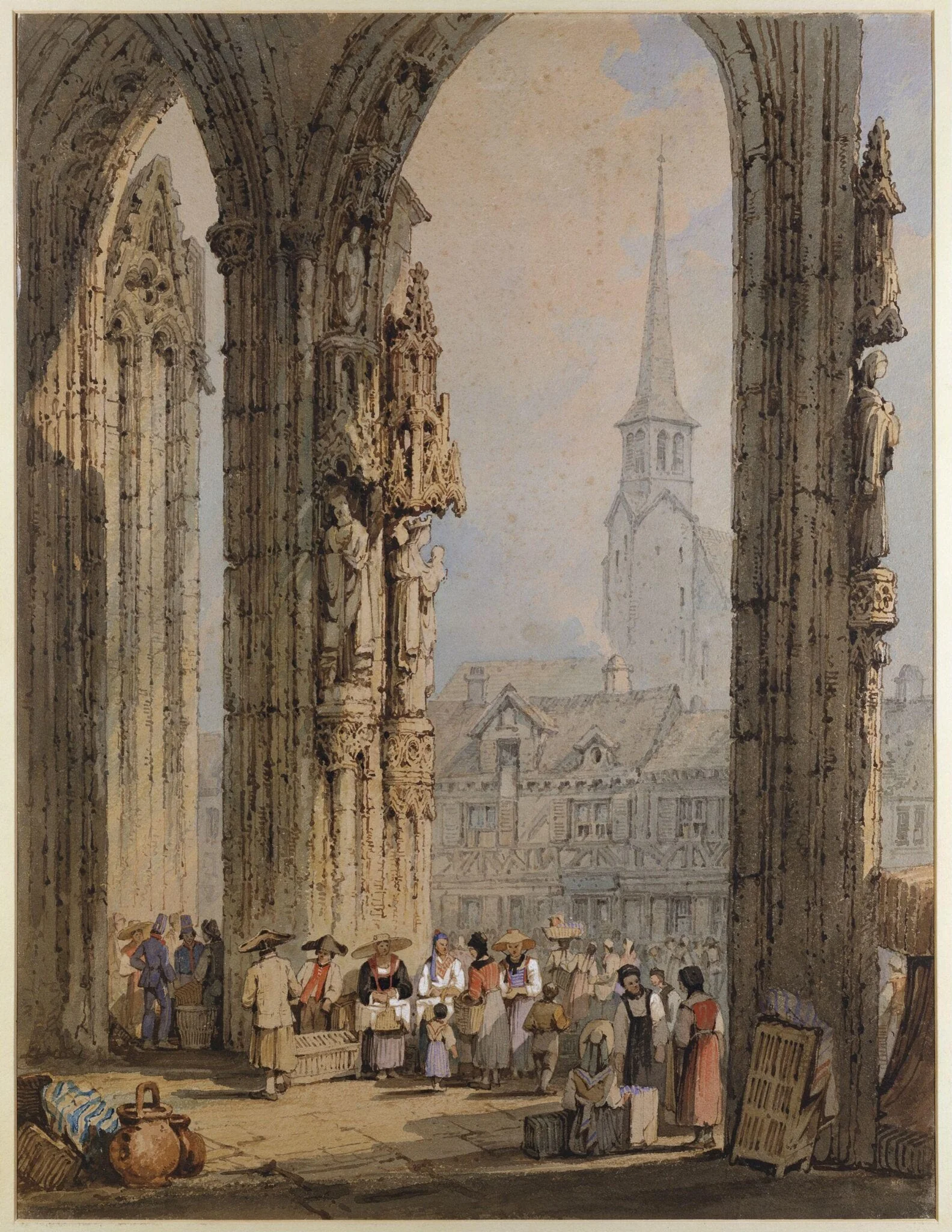 Scene from a church porch, detail