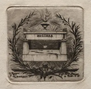 Etchings of Paris:  Molière's Tomb in Père Lachaise Cemetery, by Charles Meryon, 1854