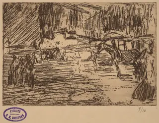 Scene with Horses Standing in Stream, by George Hendrik Breitner, ink, 1890