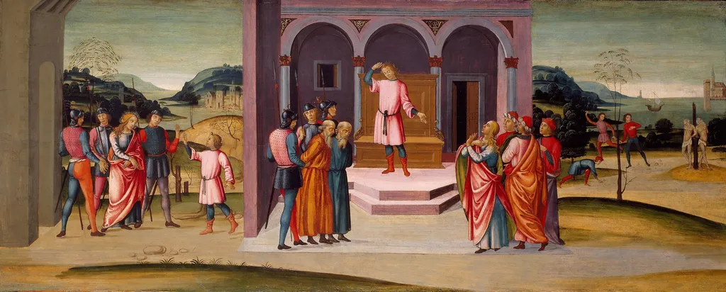 Daniel Saving Susanna, the Judgment of Daniel, and the Execution of the Elders, by Master of the Apollo and Daphne Legend, unspecified, 1500