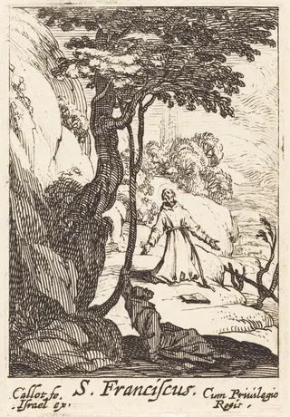 Saint Francis, by Jacques Callot, ink, 1632