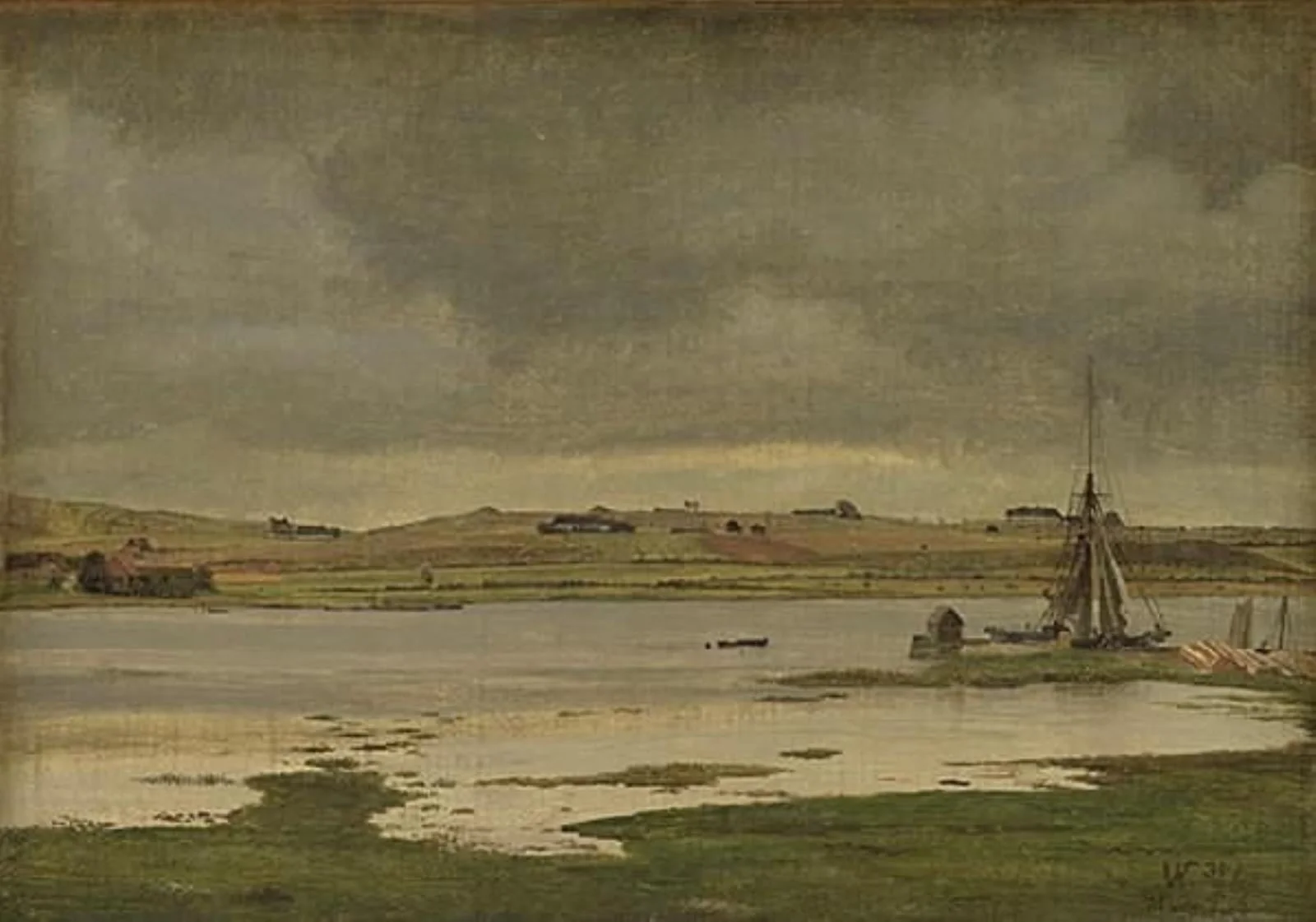 The Fiord at Hadsund, Jutland. Cloudy Weather, detail