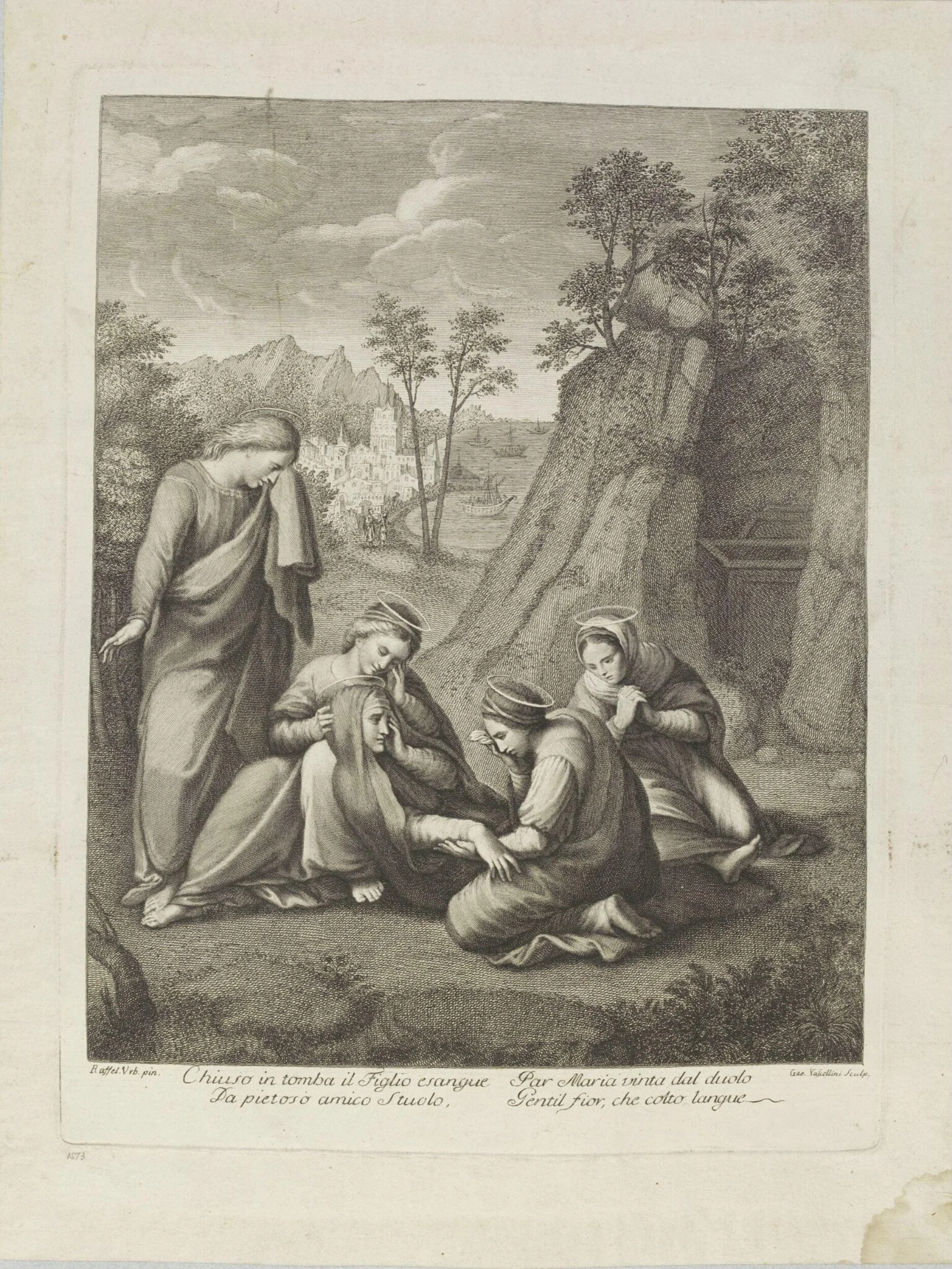 The three Maries at the tomb of Jesus Christ, detail