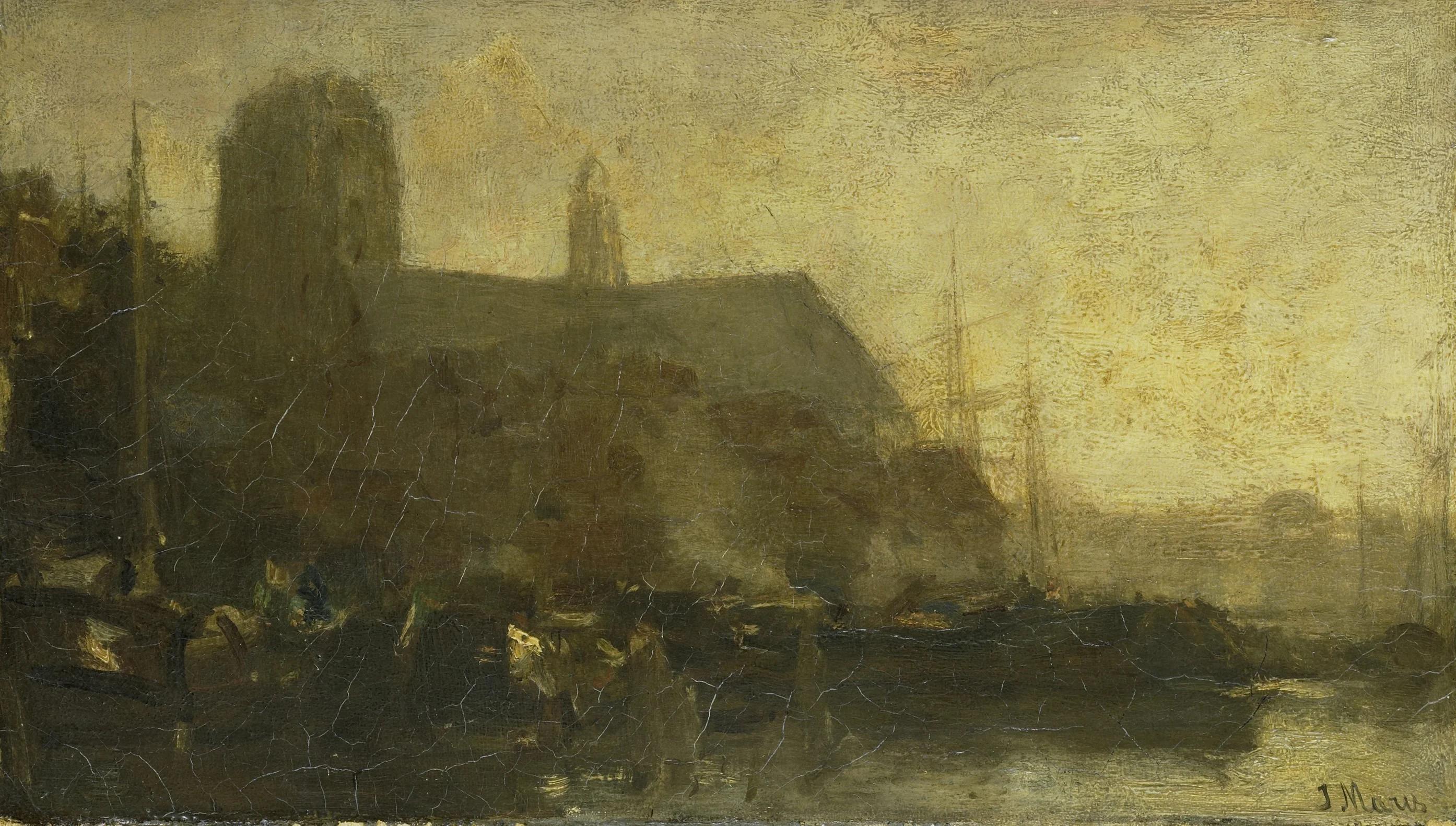 Schepen in de haven van Dordrecht, detail
