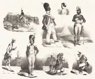 Eight Vignettes, by Hippolyte Bellangé, ink, 1830