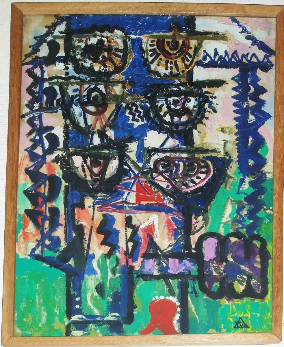 Compoziție pe fond verde, detail
